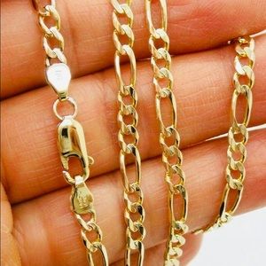 14K YELLOW GOLD FIGARO LINK CHAIN Necklace